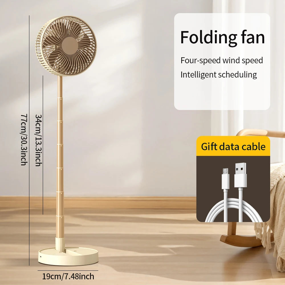 USB Foldable Portable Fan with 8inch 4 Speeds & Timing, Battery Operated Mini Floor Fan for Bedroom, Indoor or Outdoor,Table Fan
