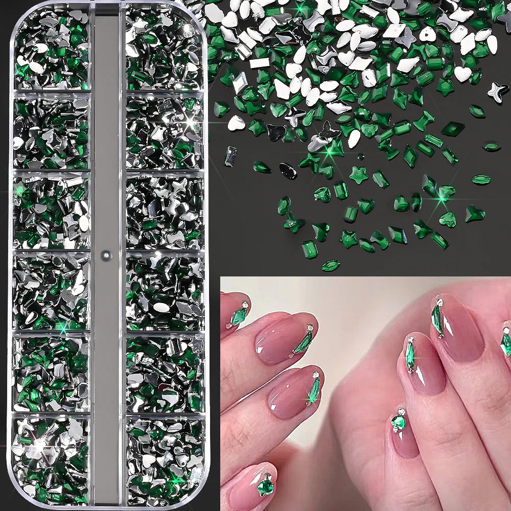 Ocean Gold Nail Art Charms - 3D Shell Seahorse Starfish Pearl Gems Studs