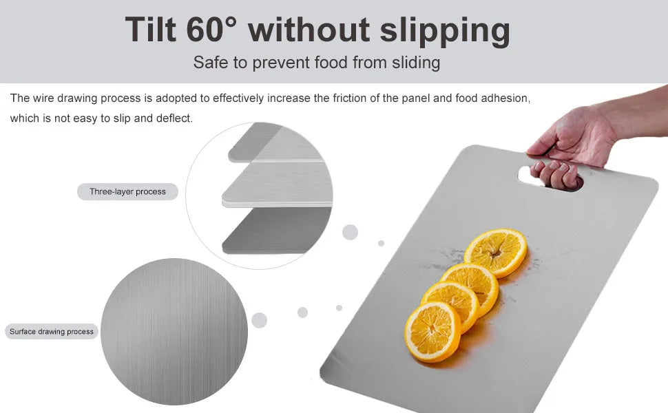 Titanium Cutting Board - Double-Sided Stainless Steel Chopping Board for Meat Fruit - ZOOMNSTORE