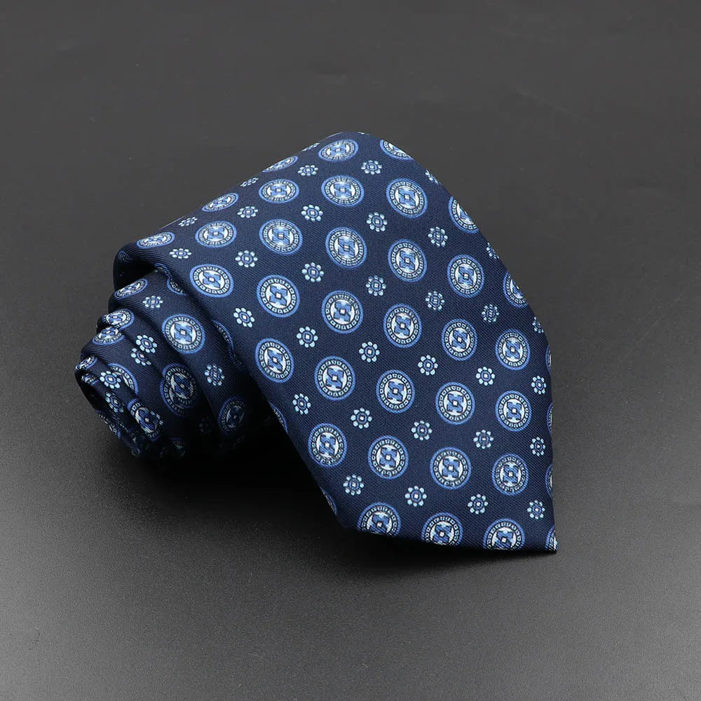 Mens Silk Tie - 75cm Soft Novelty Necktie in Blue Green Orange Floral Pattern