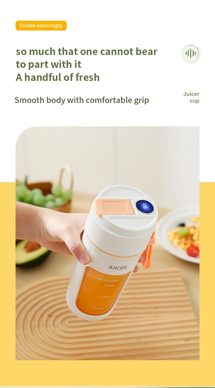 Portable Mini Electric Juicer - Multifunction Fruit Blender with 6 Blades Smoothie Maker 1200mAh