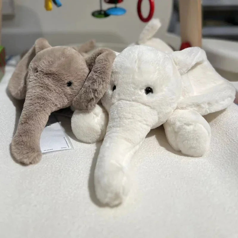 Soft Grey Elephant Plush Toy - Cute Stuffed Animal with Flappy Ears Hugging Pillow for Kids Xmas Gift - ZOOMNSTORE