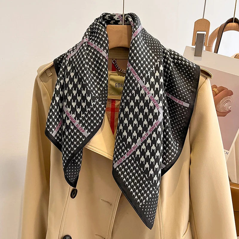 Pure Cotton Womens Printed Scarf - Fashionable Square Foulard for Neck and Hair