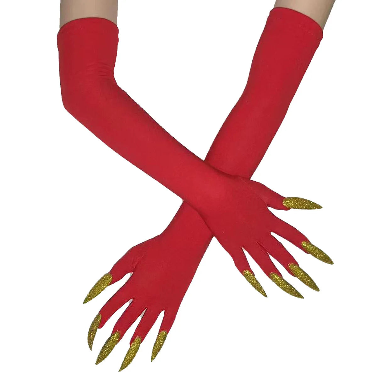 Halloween Ghost Claw Gloves - Cosplay Dress Up with Black Long Nails