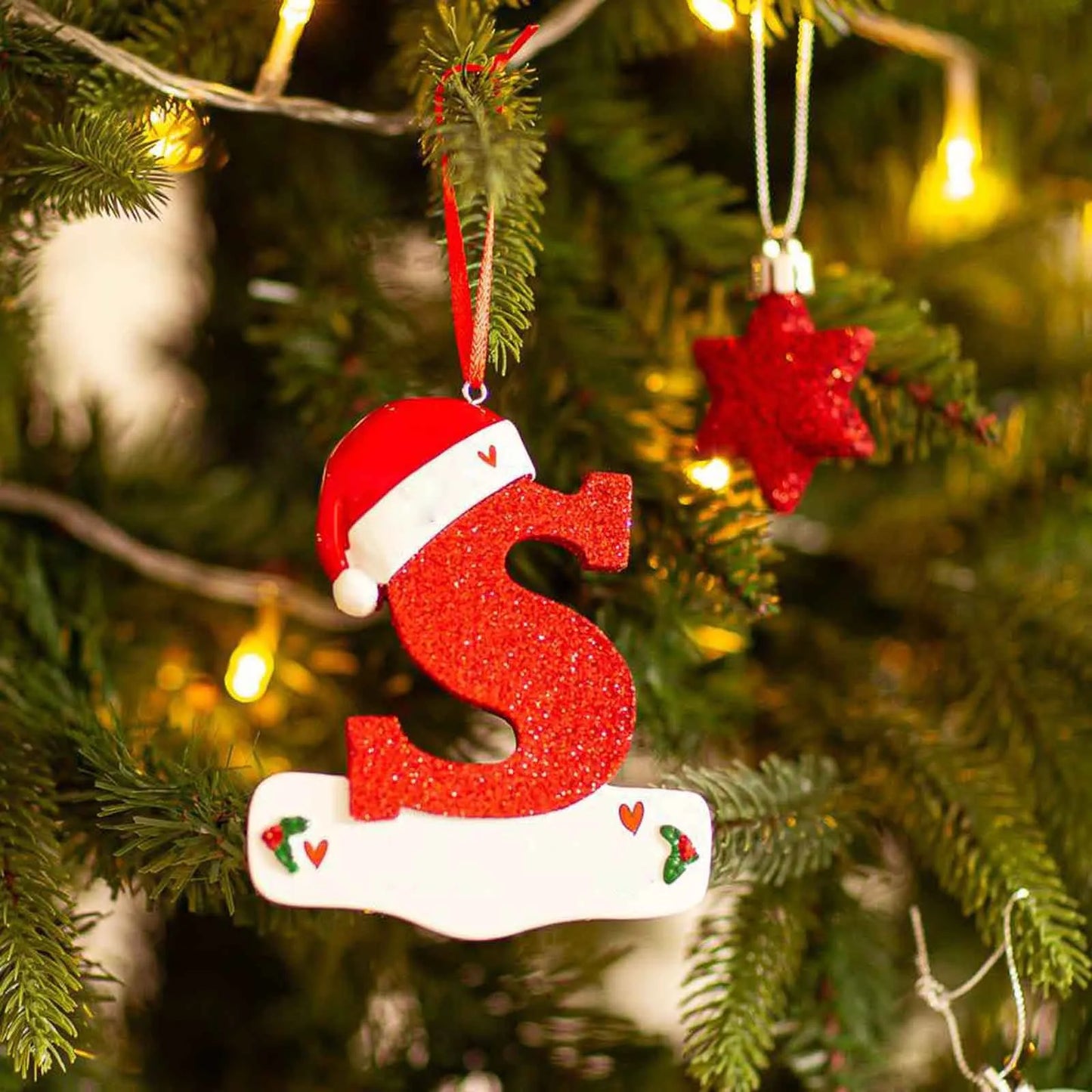Acrylic Christmas Letter Pendant - DIY Holiday Tree Decoration 26 Letters Ornament