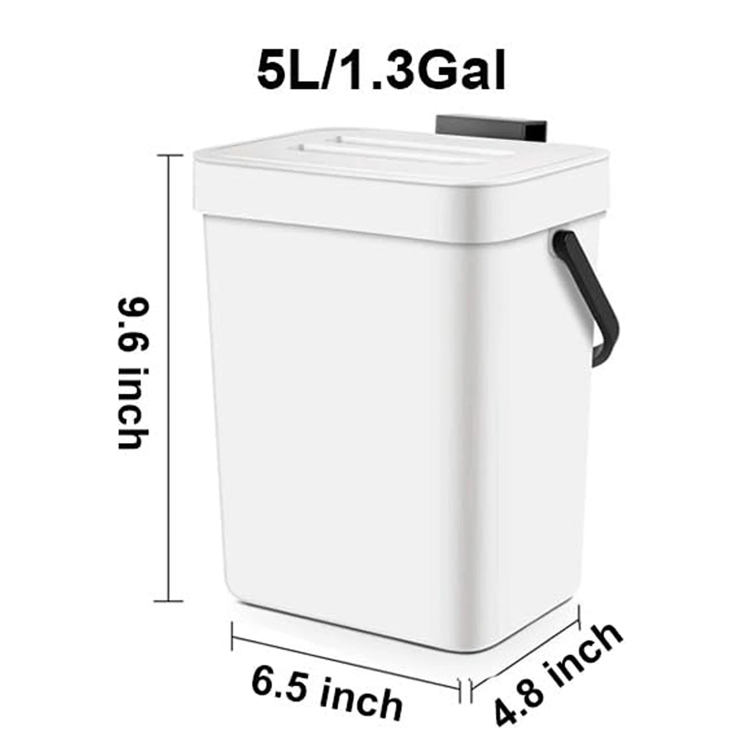 Small Plastic Trash Can - Hanging Kitchen Waste Bin with Lid Under Sink