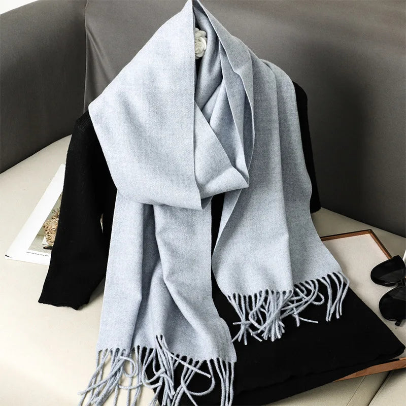 62-Color Cashmere Winter Scarf - Warm Thicken Pashmina Shawl with Tassels