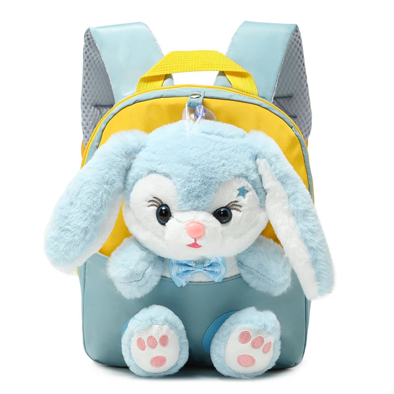 Plush 3D Rabbit Backpack - Cute Cartoon School Bag for Kids