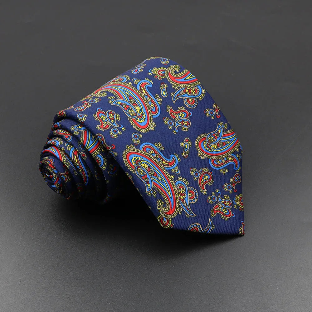 Mens Silk Tie - 75cm Soft Novelty Necktie in Blue Green Orange Floral Pattern