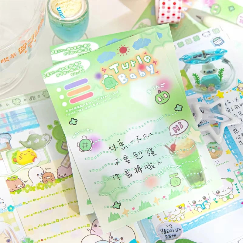 Cute Japanese Memo Pads - 50 Sheets Old-Fashioned Message Paper for DIY Journals
