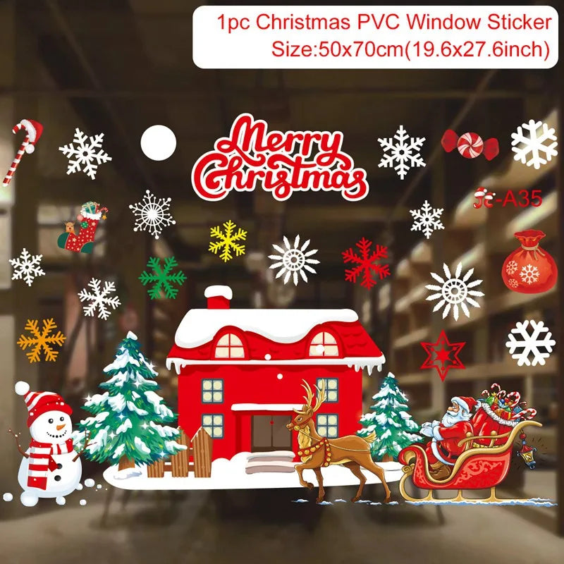 Merry Christmas Window Sticker - Holiday Home Decorations 2024-2025