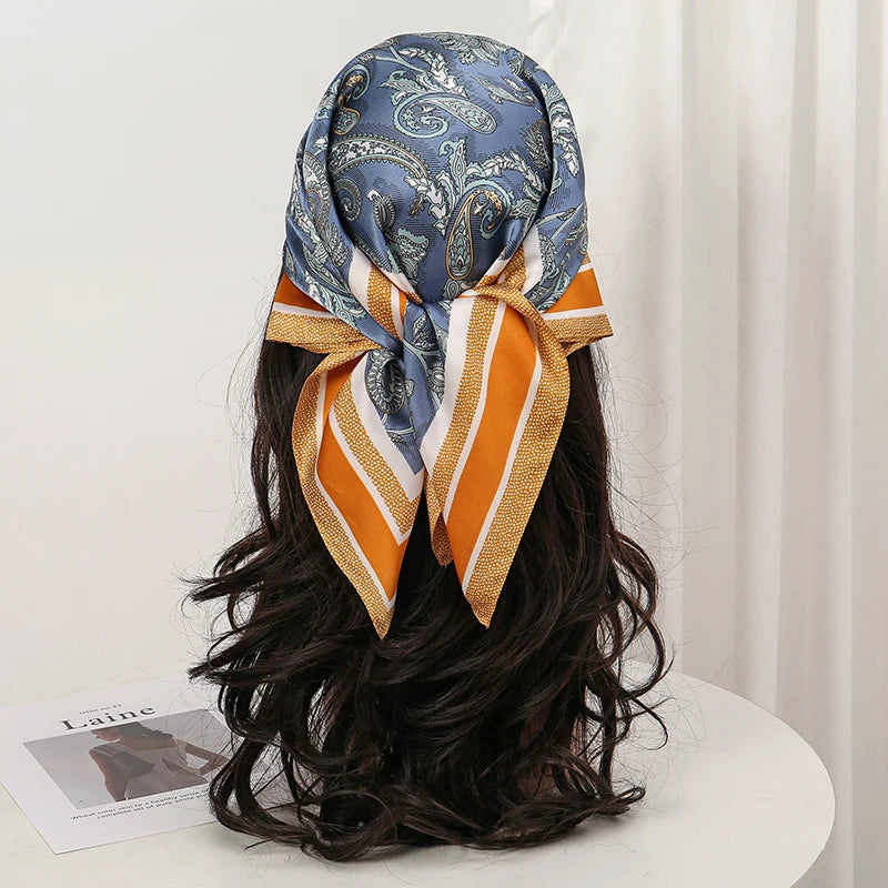 Bohemian Floral Silk Scarf - Tropical Leaf Head Wrap and Bandana