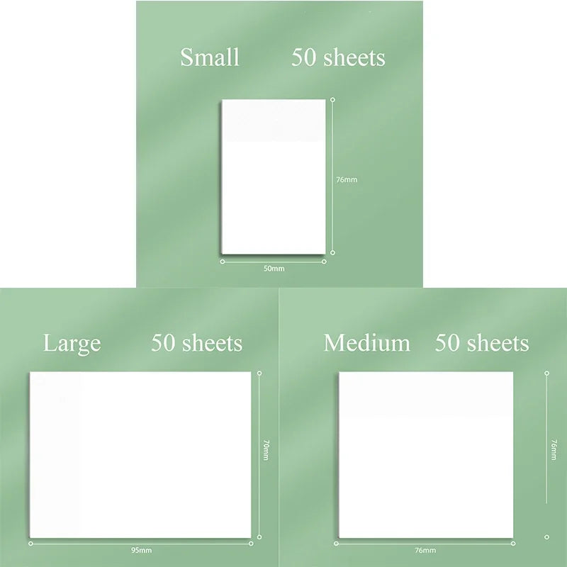 Transparent Waterproof Sticky Note Pads - 50100 Sheets for School Office