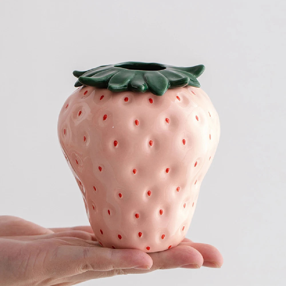Strawberry Ceramic Vase - Floral Home Decor Ornaments - ZOOMNSTORE