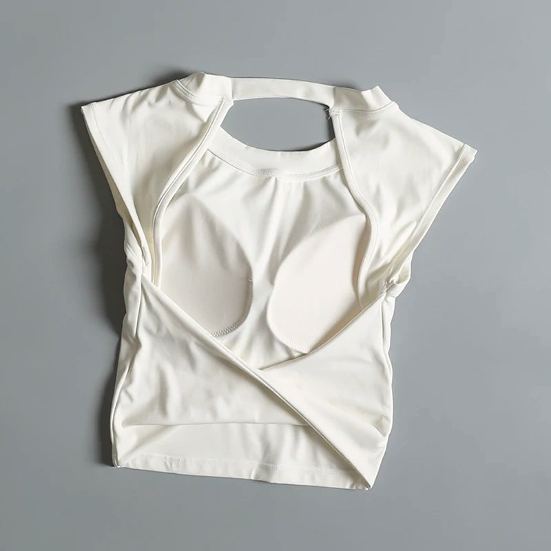 Backless Sports T-Shirt – Women's Slimming Yoga Top With Quick Dry Vest