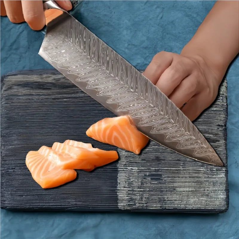 Damascus Chef Knife - AUS-10 Steel 67-Layer Vg10 Slicing Cleaver for Meat and Fish