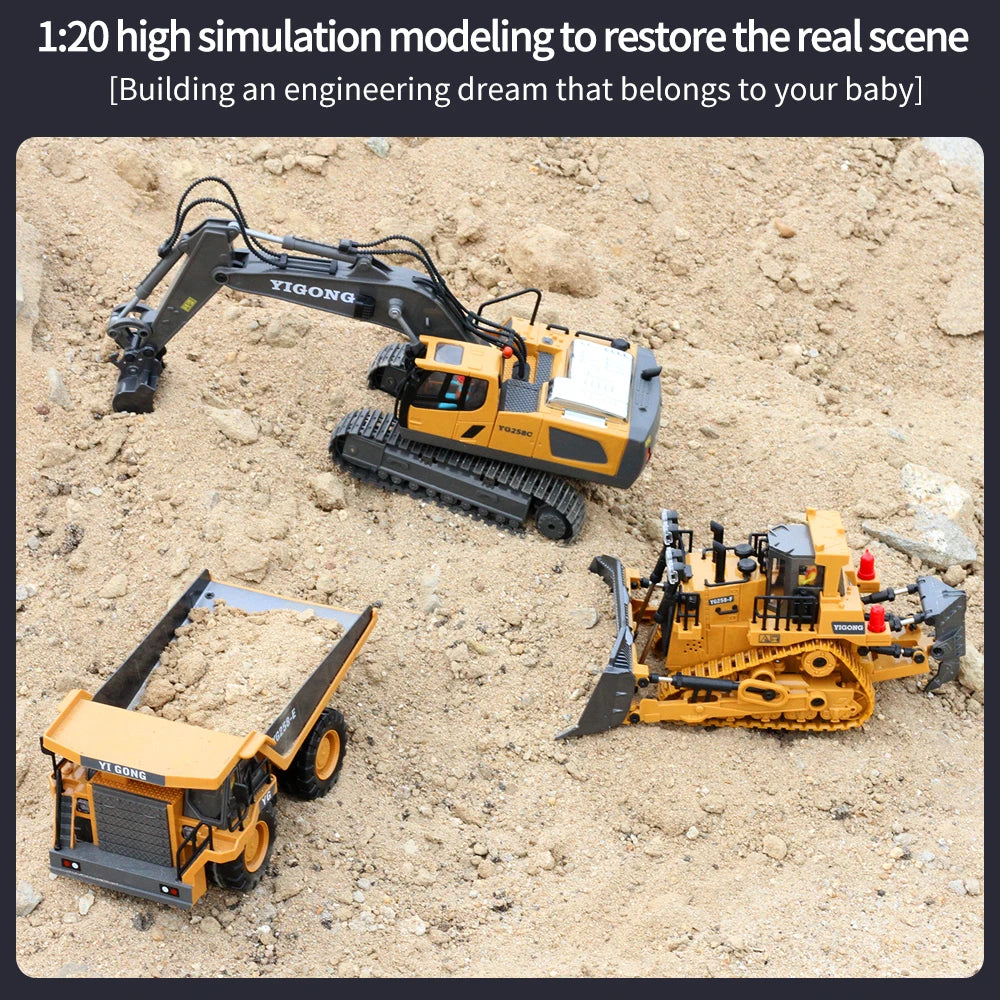 Remote Control Excavator Dump Truck Set - RC Construction Toys for Kids - ZOOMNSTORE
