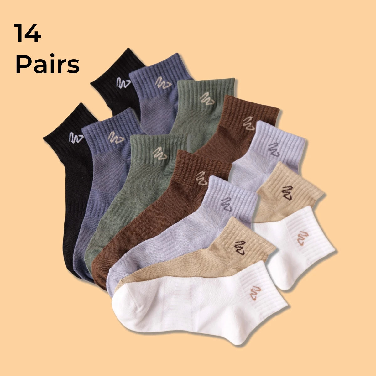 7/14 Pairs Men's Crew Socks Ankle Socks, Multi-Color, Trendy and Stylish, Comfortable, Breathable, Moisture-Absorbing
