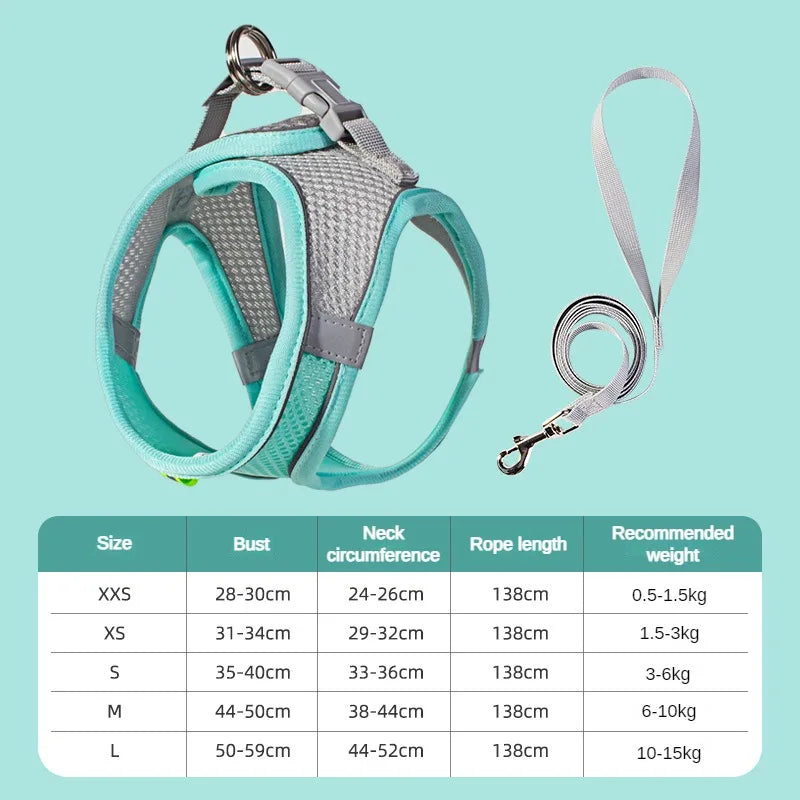 Puppy Harness Set Dog Accessories Adjustable Puppy and Cat Harness Vest French Bulldog Chihuahua Small Dog Collar Pet Leash Dogs