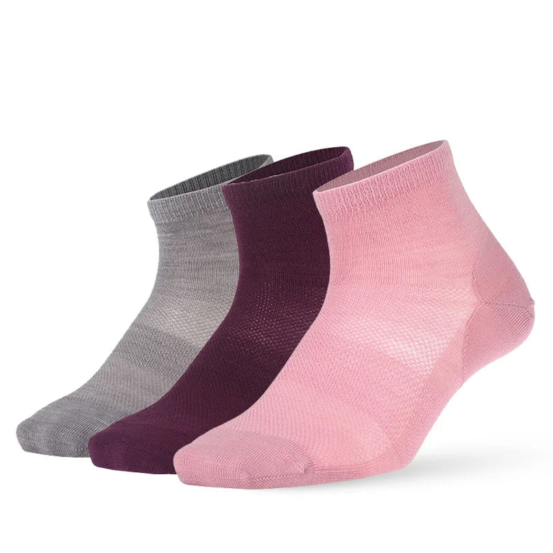 Merino Wool Athletic Socks - No Show Ankle Breathable Mesh, Toe Heel Reinforcement
