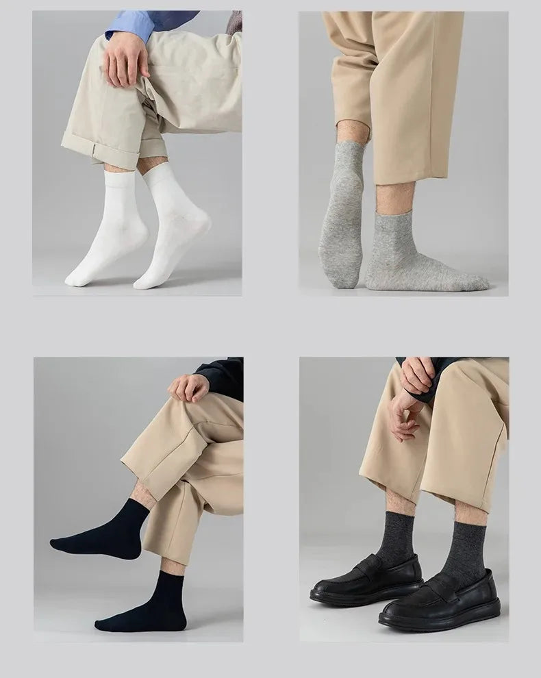 Mens Cotton Crew Socks - 10 Pairs Casual Business Breathable Size 38-45 - ZOOMNSTORE