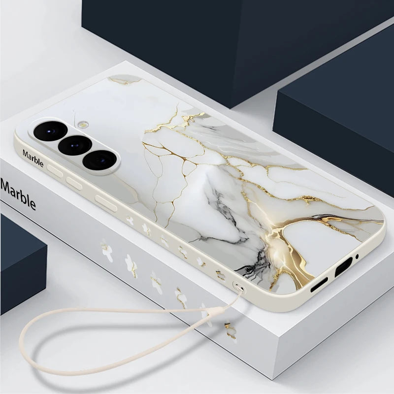 Colorful Marble Case for Samsung Galaxy S24 S23 S22 S21 S20 FE A Series - Lanyard Cover - ZOOMNSTORE