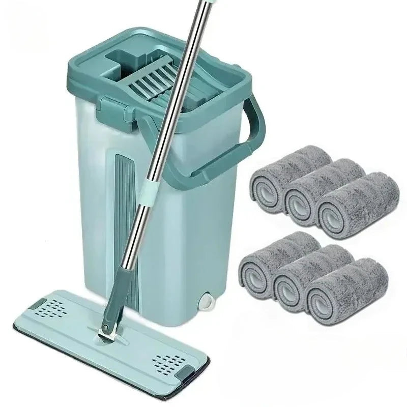 Flat Squeeze Mop with Bucket - Easy Wring Microfiber Floor Cleaner for Hardwood Laminate