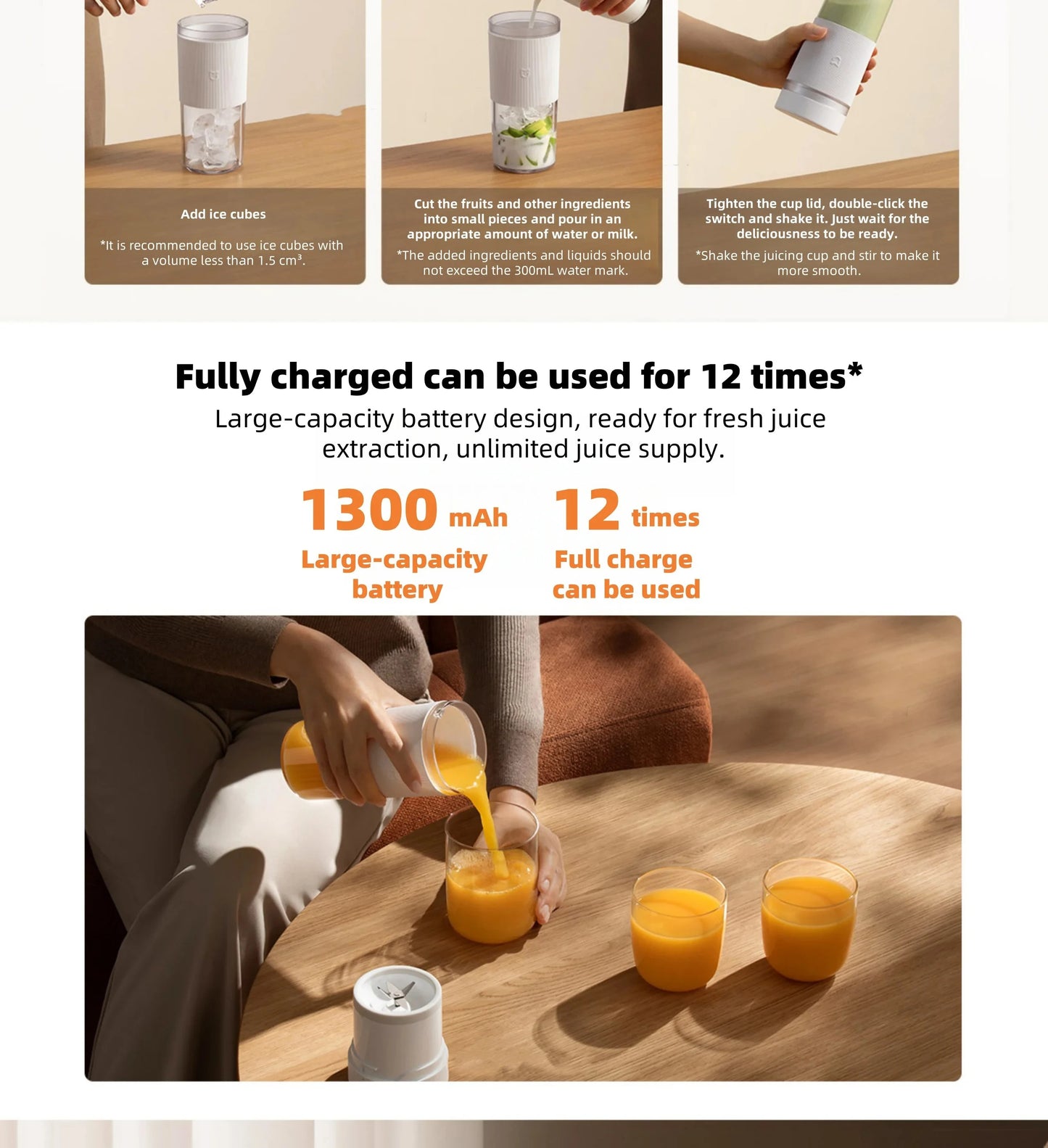 XIAOMI MIJIA Portable Juicer Mixer - Electric Mini Blender for Fruits and Vegetables