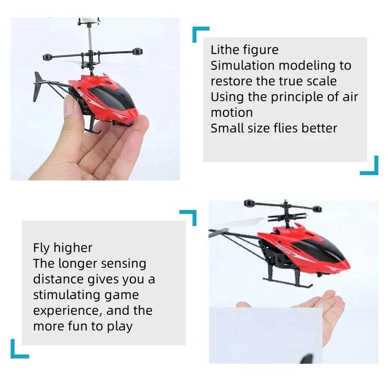 Rechargeable Mini RC Drone - Safe Fall-Resistant Helicopter Toy for Kids No Remote Control Battery - ZOOMNSTORE