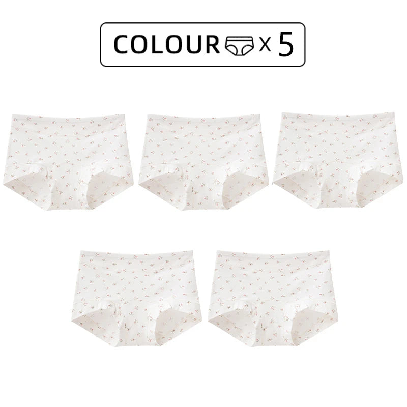 FallSweet 5/10PCS Plus Size Cotton Panties Seamless Women Mid-Rise Underwear Soft Breathable Underpants Briefs Female Lingerie