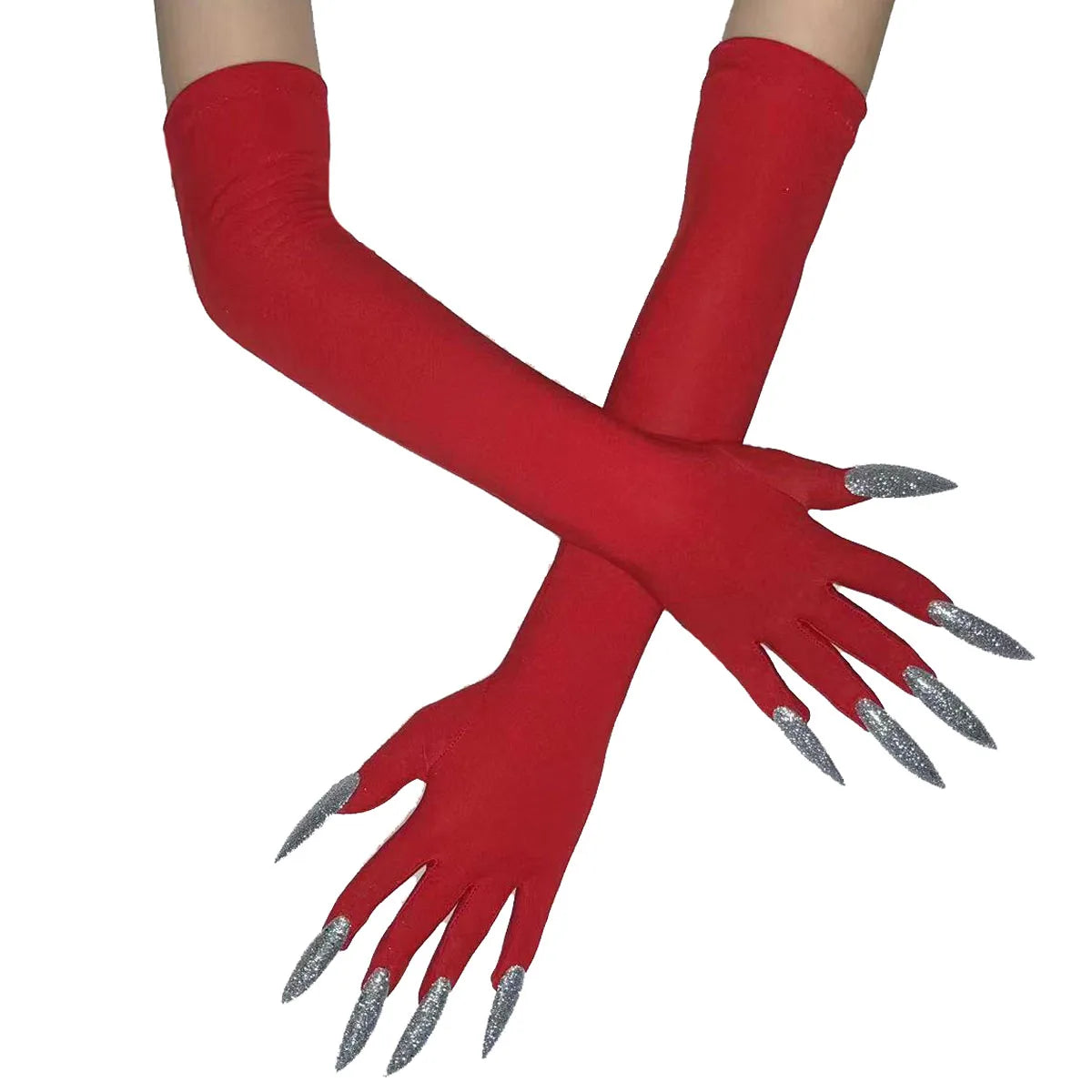 Halloween Ghost Claw Gloves - Cosplay Dress Up with Black Long Nails