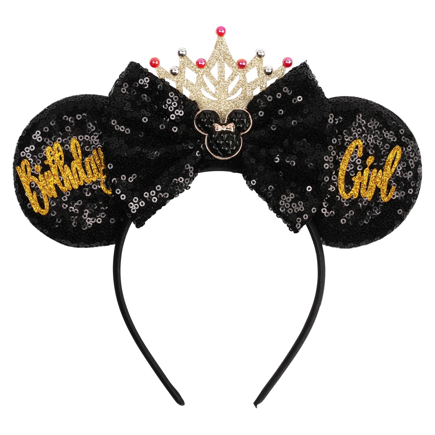 Mickey Mouse Ears Headband - Sequin Hair Bow for Halloween Festival and Cosplay