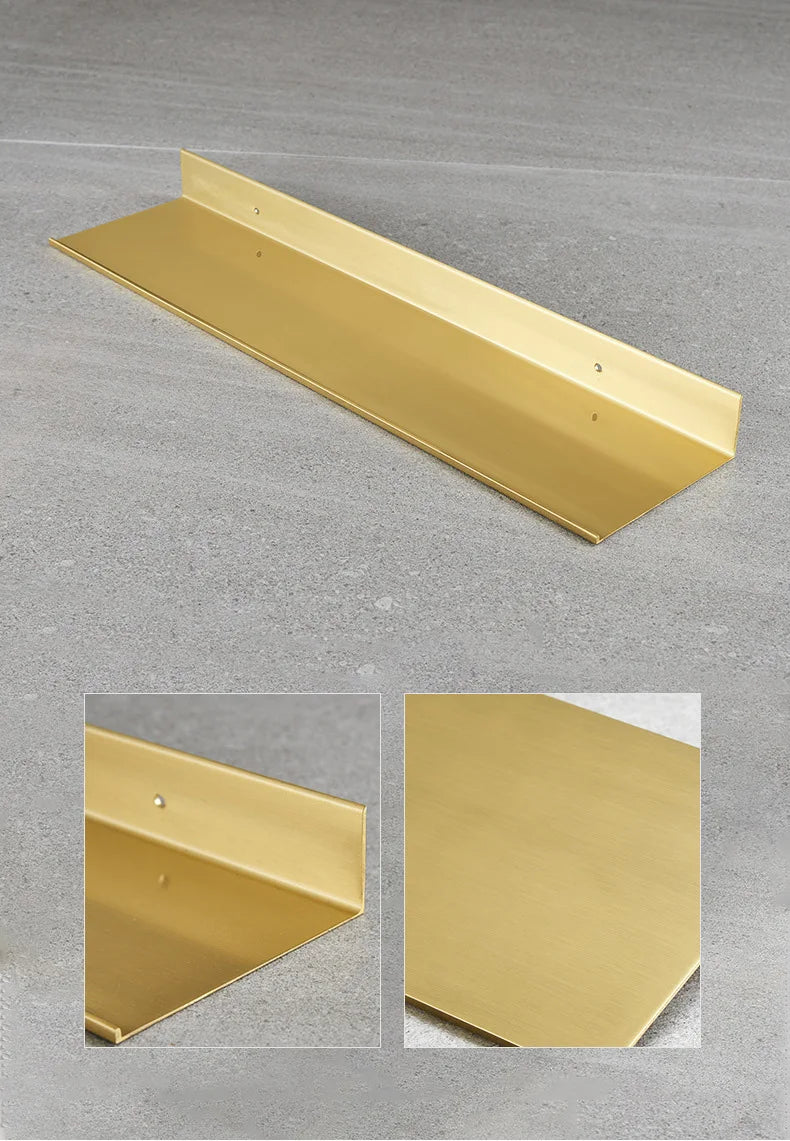 Modern Brushed Gold Bathroom Shelf - 30-50cm Wall Storage Rack