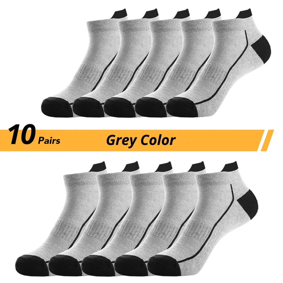 Mens Cotton Crew Socks - 10 Pairs Casual Business Breathable Size 38-45 - ZOOMNSTORE