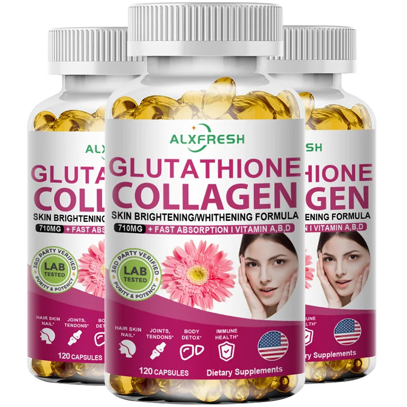Alxfresh Collagen Peptide Glutathione Biotin Hyaluronic with Complex Vitamins Capsules - Dietery Supplement Gluten-Free