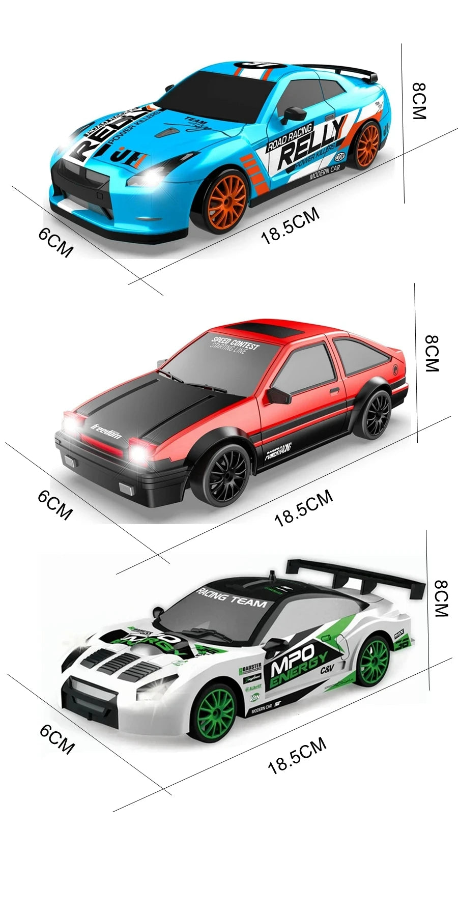 RC Drift Car 4WD - LED Remote Control Racing Vehicle for Kids Adults - ZOOMNSTORE
