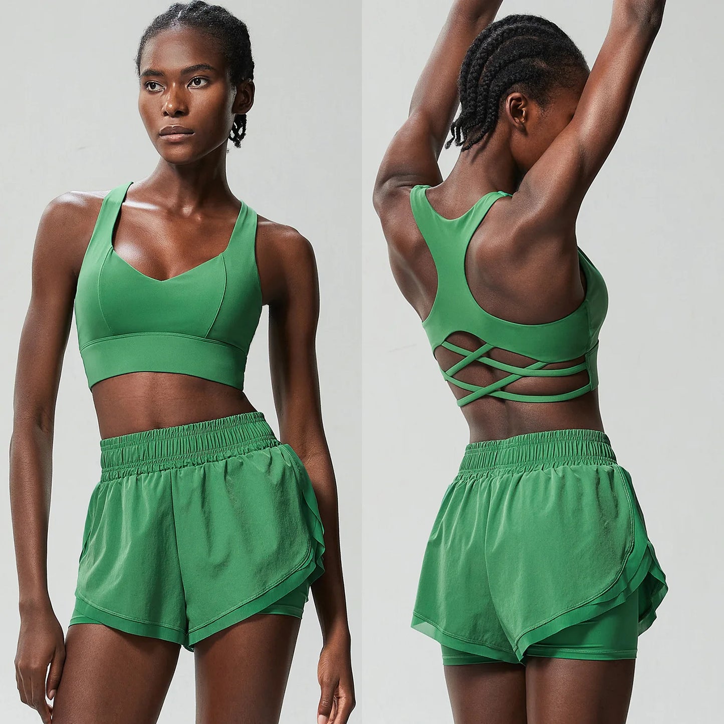 Women Outdoor Running Suit Summer Breathable Quick Dry Short Sportswear Two Pieces Fitness Yoga Set Female Exercise Gym Clothes