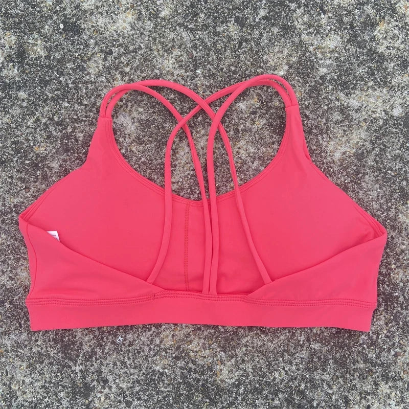 Women Fitness Bra - High Support Cross Back Sports Top With Chest Pad