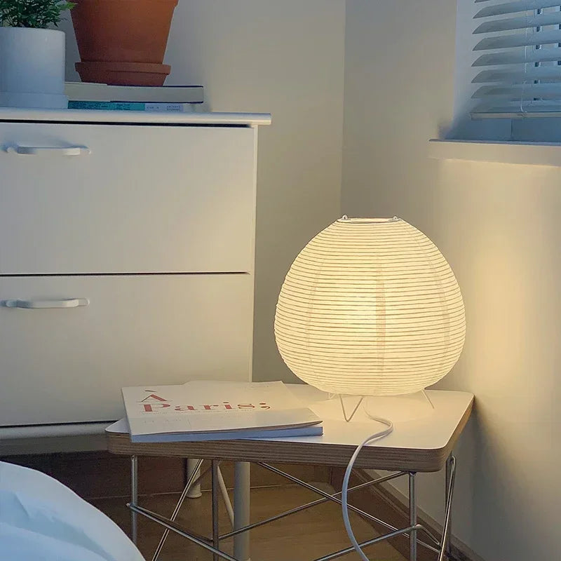 Japanese Lantern LED Table Lamp - Creative Rice Paper Light for Living Room Bedroom Decor - ZOOMNSTORE
