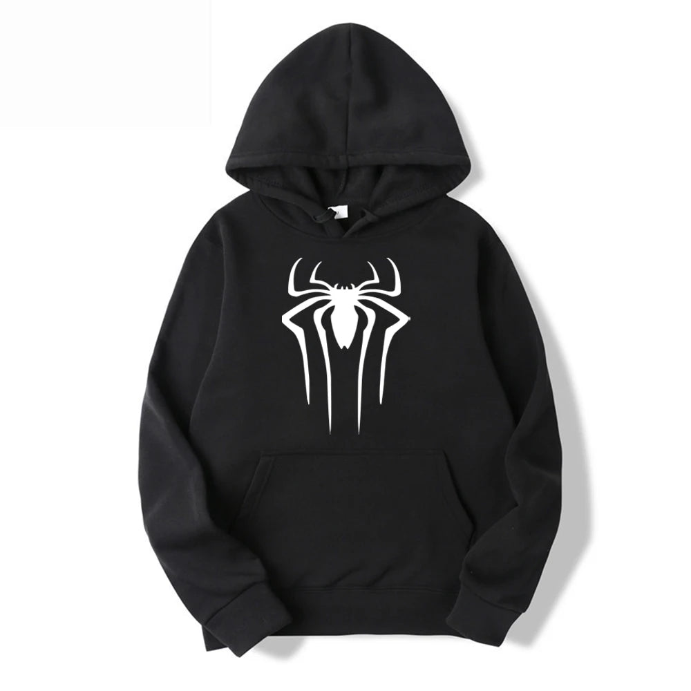 Men's Casual Hoodie - Printed Spider Hoodie | Thick Knit Autumn Winter Sweatshirt