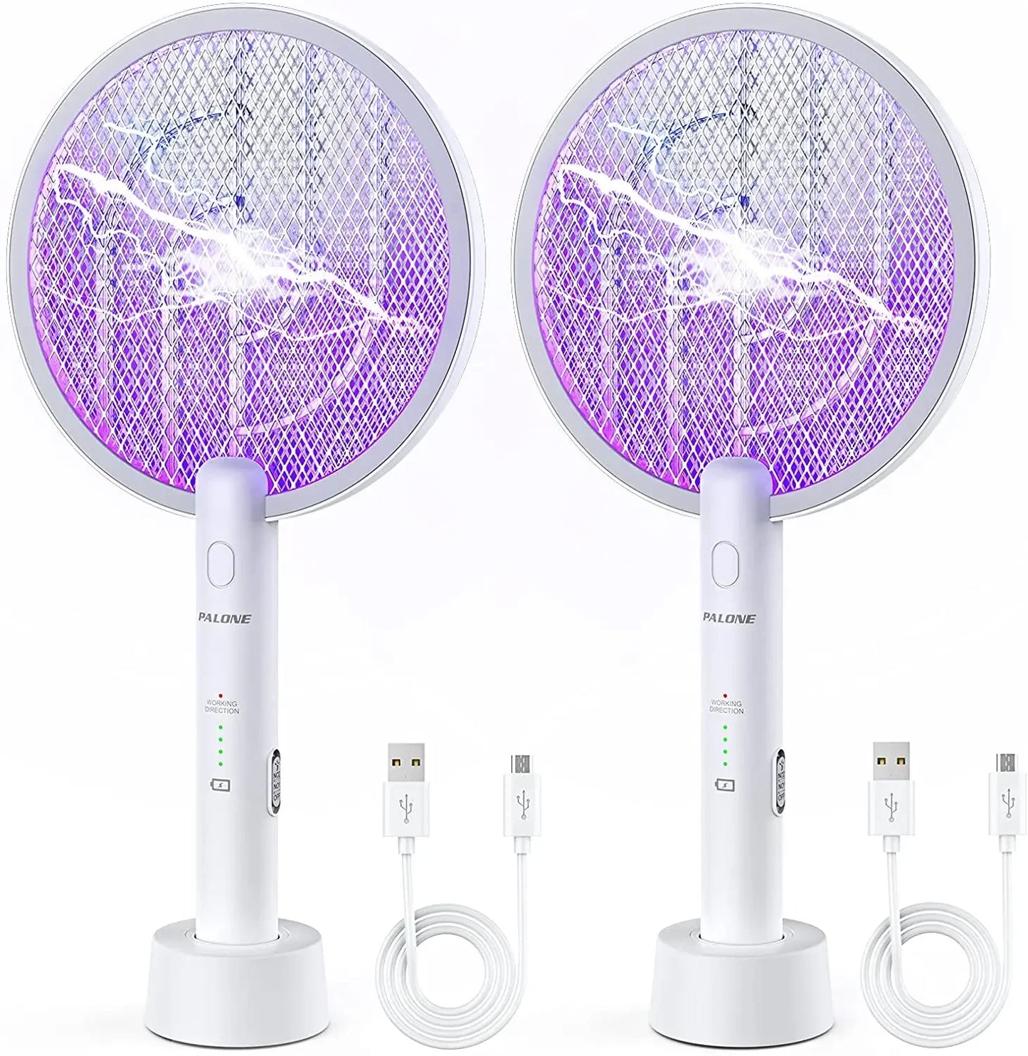 2 in 1 Mosquito swatter Electric Fly Bug Killer Lamp Zapper with 1200mAh Battery USB charge with Safety Mesh for Indoor,Outdoor