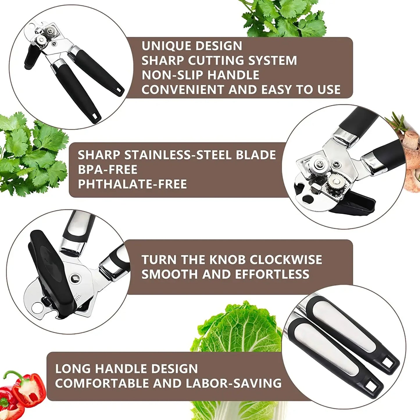 Stainless Steel Manual Can Opener - Multifunctional Kitchen Gadget Bottle Opener - ZOOMNSTORE