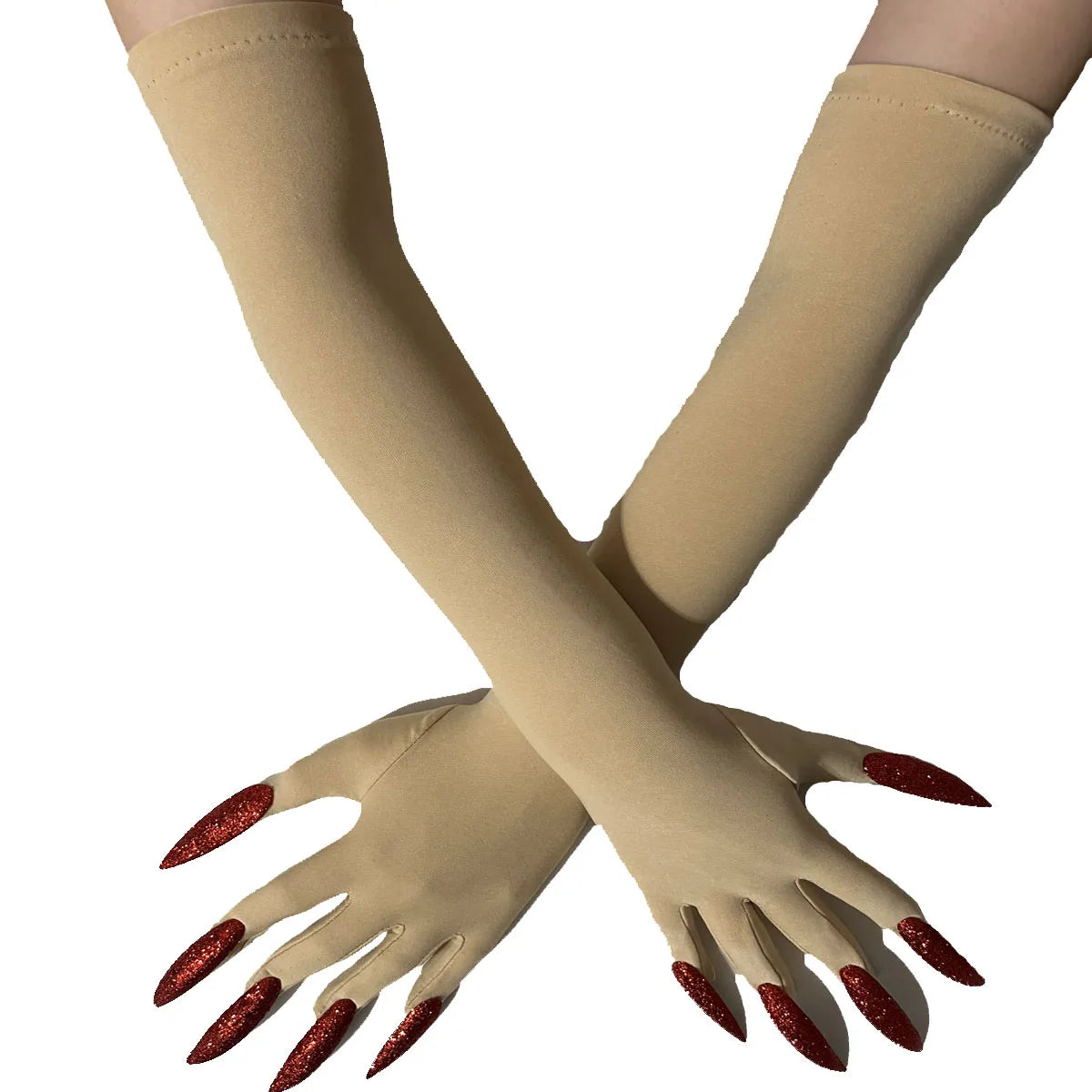 Halloween Ghost Claw Gloves - Cosplay Dress Up with Black Long Nails