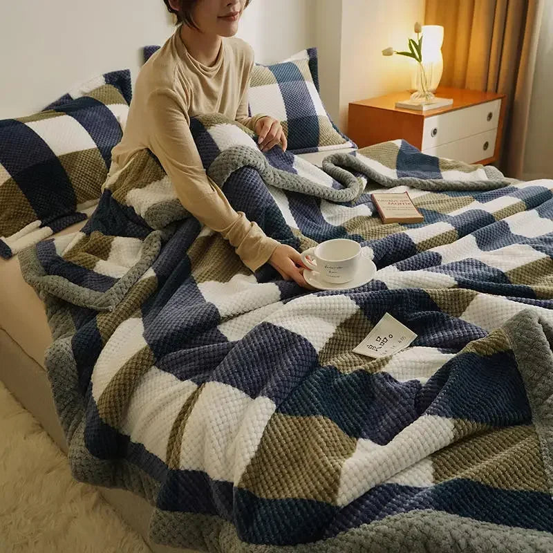 Soft Chenille Knit Throw Blanket - Handmade Machine Washable Cozy for Couch Bed - ZOOMNSTORE