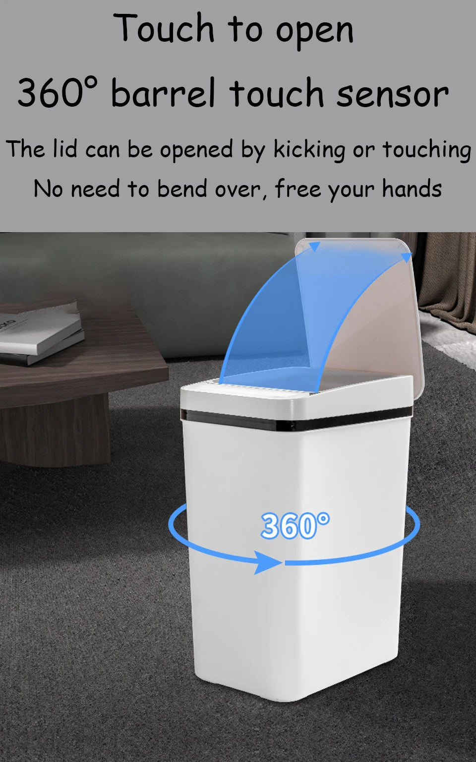 Touchless Trash Can - 12L Motion Sensor Kitchen Bathroom Bin