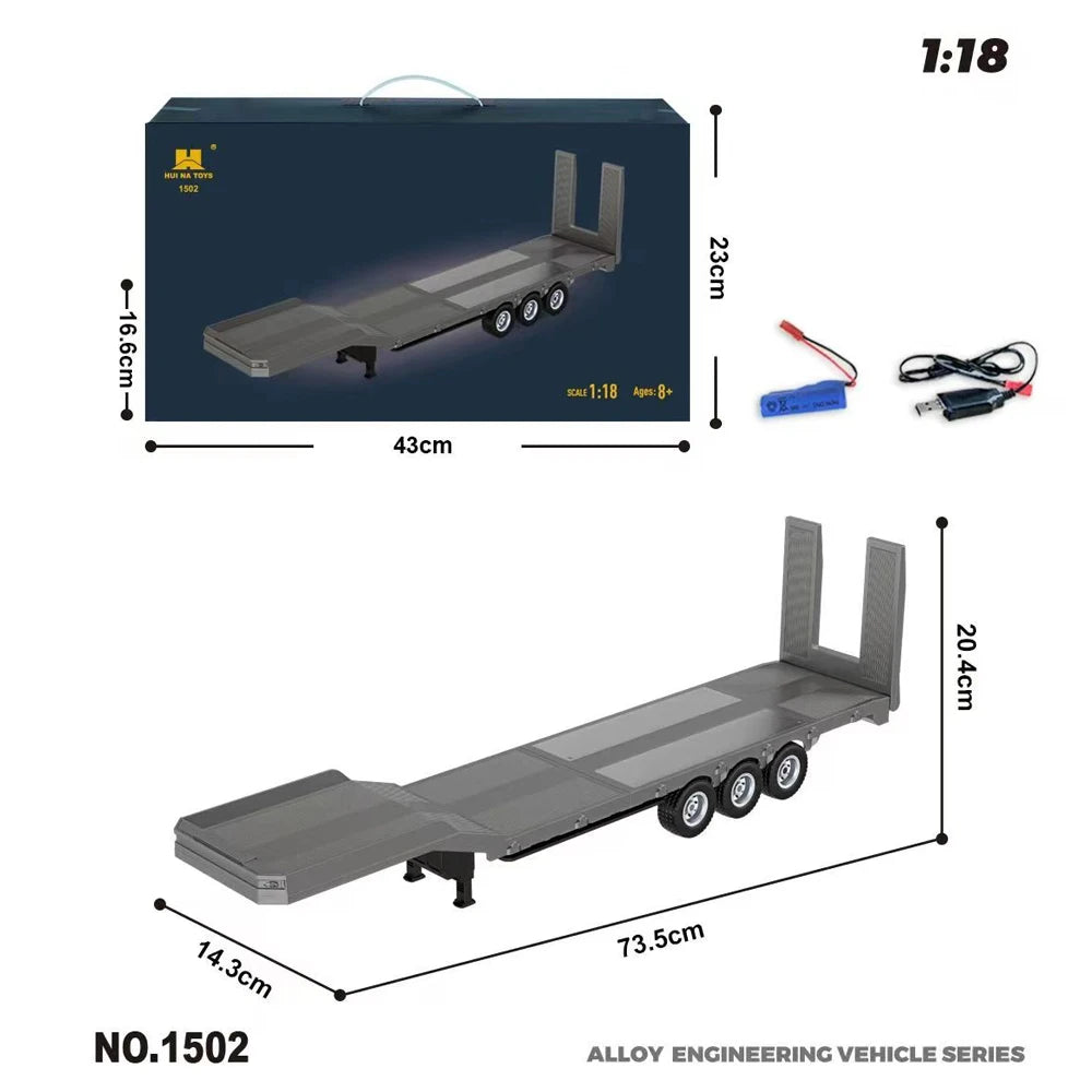 HUINA 1501 770S RC Tractor Truck - 118 Scale Alloy Engineering Vehicle with Lights and Sounds - ZOOMNSTORE