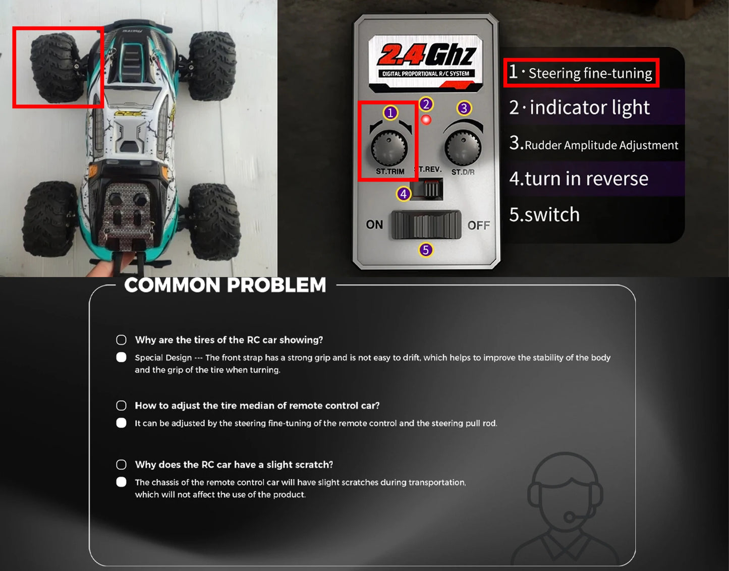 116 4WD RC Monster Truck - High Speed Drift Remote Control Car for Kids - ZOOMNSTORE
