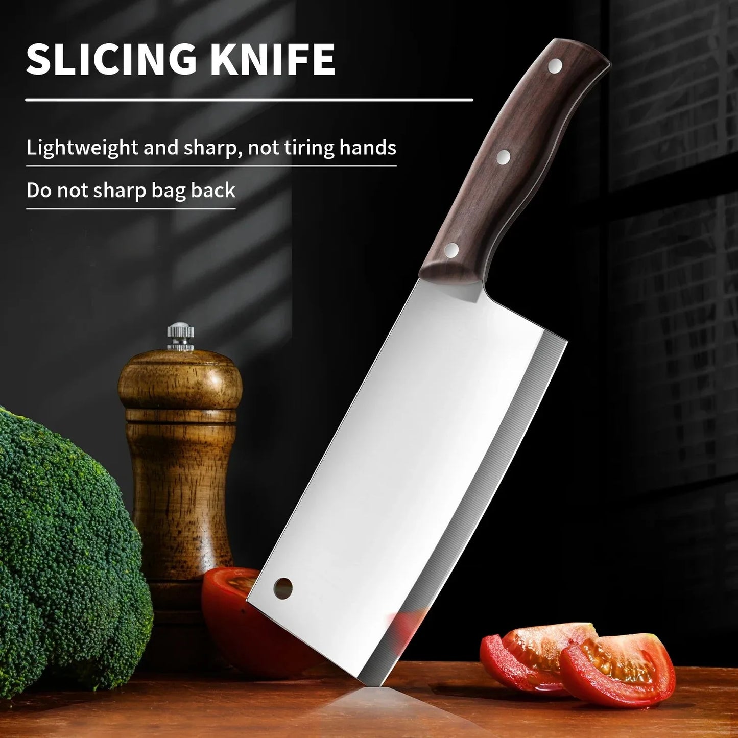 Stainless Steel Chefs Knife - Multi-Purpose Sharp Slicer for Kitchen