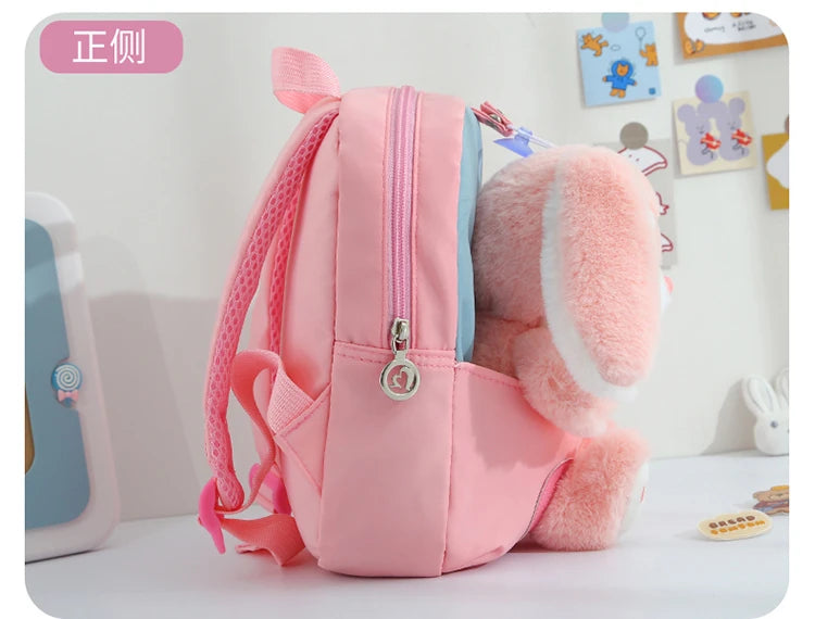 Plush 3D Rabbit Backpack - Cute Cartoon School Bag for Kids - ZOOMNSTORE
