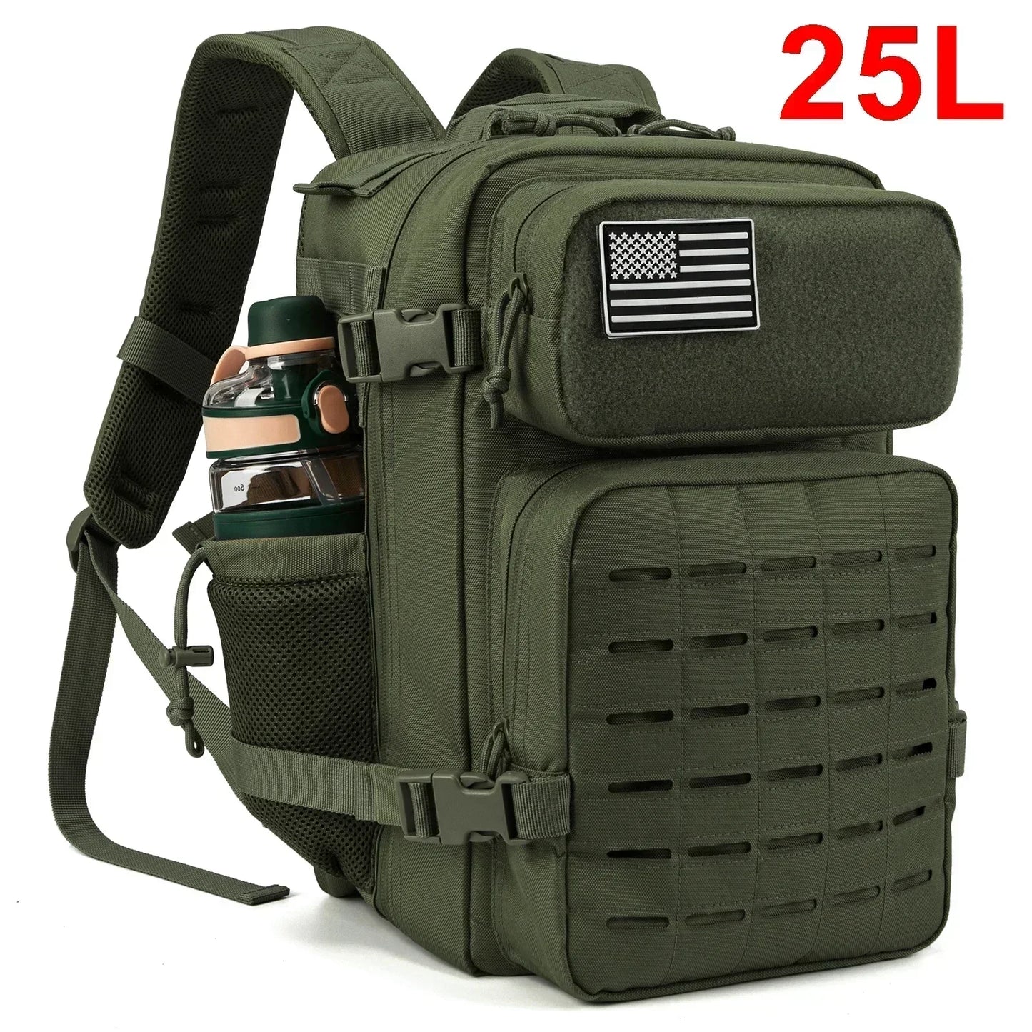 Tactical Backpack - 2545L Outdoor Rucksack with Dual Cup Holder for School Gym and Camping
